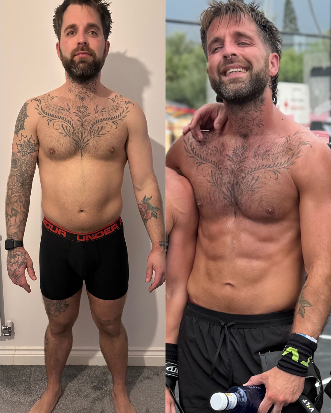 Kiall before and after, 9kg down